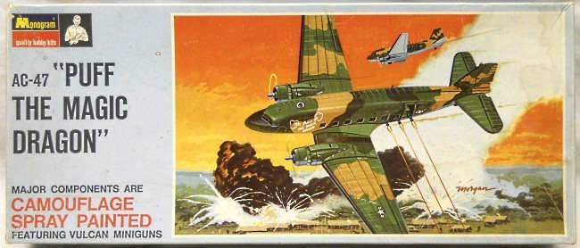 Monogram 1/90 AC-47 Puff The Magic Dragon with Factory Camouflage Paint - Blue Box Issue, PA148 plastic model kit